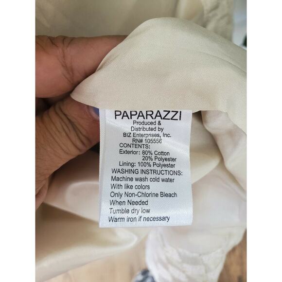 Paparazzi Women's Ivory Cotton Long Sleeve Buttons Front Fitted Long Coat Size M - Picture 10 of 11